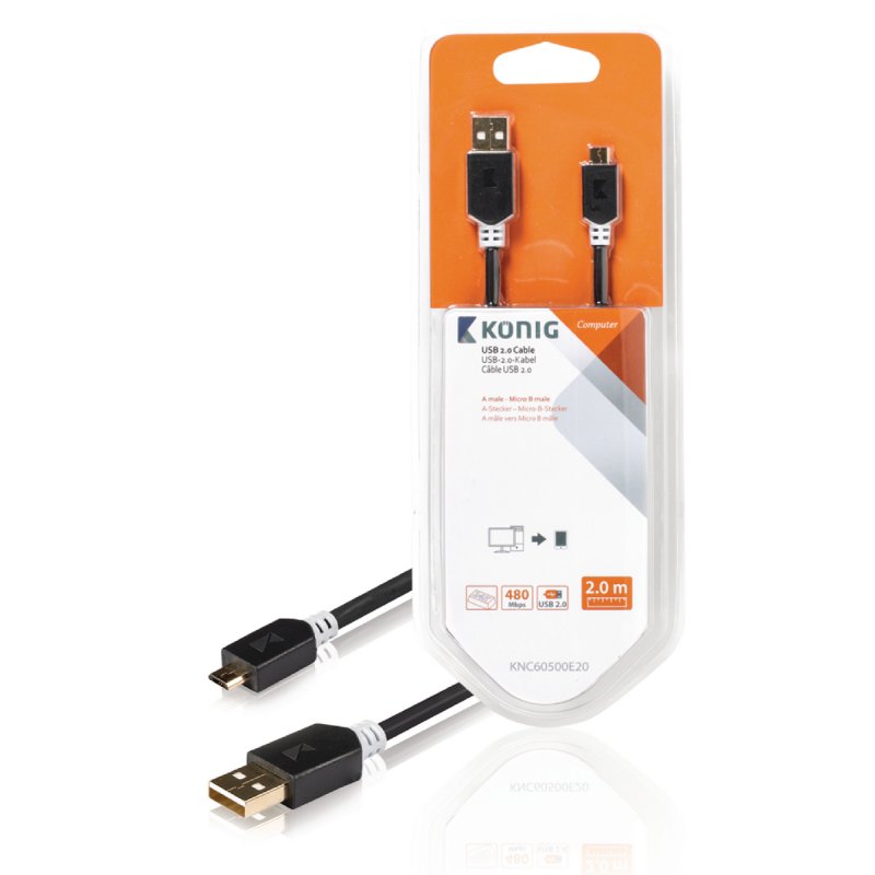 Kabel USB 2.0 USB A Zástrčka - Micro B Zástrčka Kulatý 2.00 m Antracit - obrázek produktu