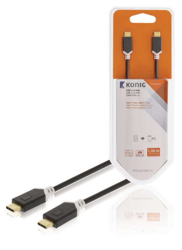 Kabel USB 2.0 USB-C Zástrčka - USB-C Zástrčka 1.00 m Antracit - obrázek produktu