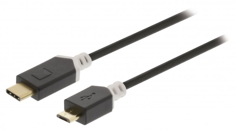 Kabel USB 2.0 USB-C Zástrčka - USB Micro-B 1.00 m Antracit - obrázek č. 1