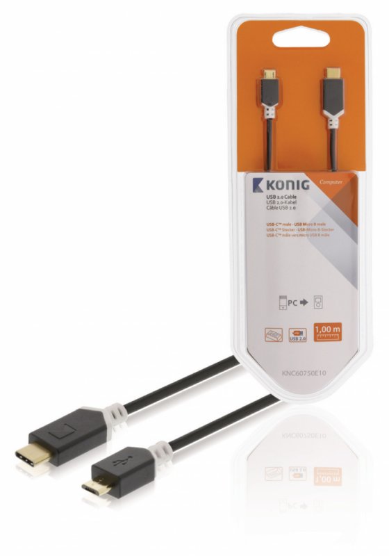 Kabel USB 2.0 USB-C Zástrčka - USB Micro-B 1.00 m Antracit - obrázek produktu