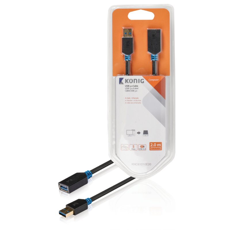 Prodlužovací Kabel USB 3.0 USB A Zástrčka - USB A Zásuvka 2.00 m Antracit - obrázek produktu