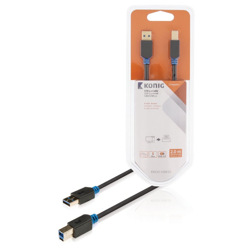 Kabel USB 3.0 USB A Zástrčka - USB-B Male 2.00 m Antracit - obrázek produktu