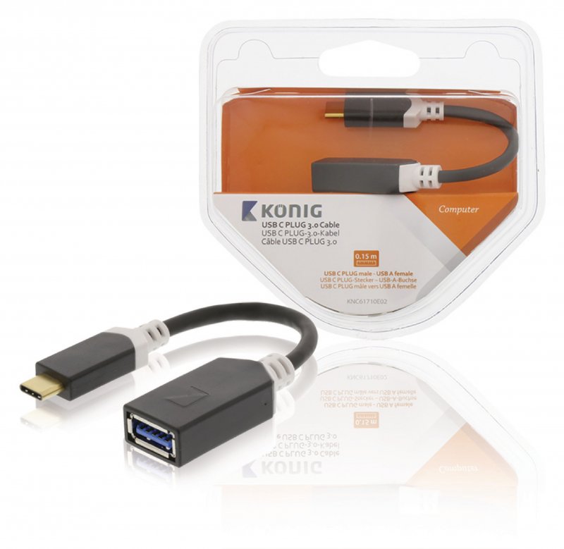 Kabel USB 3.0 USB-C Zástrčka - USB A Zásuvka 0.15 m Antracit - obrázek produktu