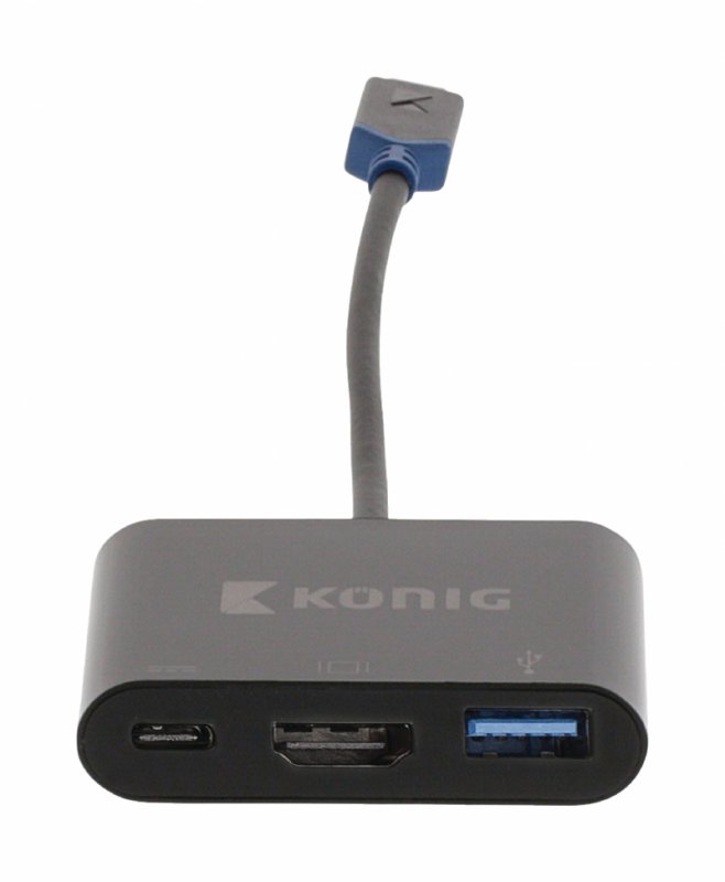USB 3.1 Adaptér USB-C Zástrčka - USB A Zásuvka / USB-C Zásuvka / HDMI Zásuvka Antracit - obrázek č. 3