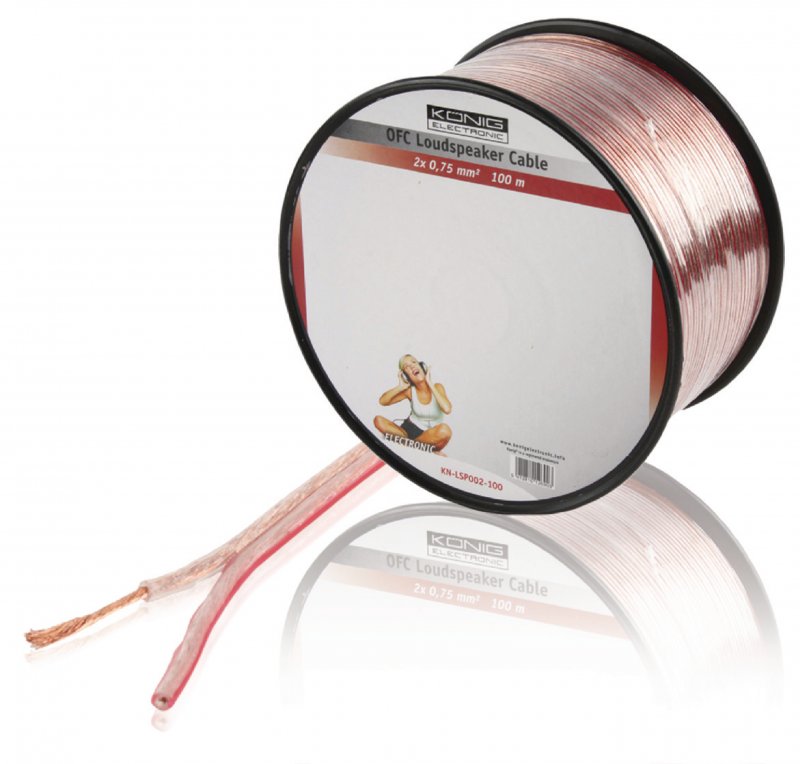 Kabel Reproduktoru na Cívce 2x 0.75 mm² 100 m Transparentní - obrázek produktu