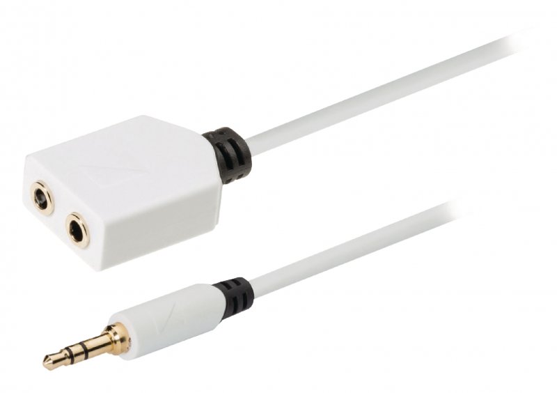 Stereo Audio Kabel 3.5mm Zástrčka - 2x 3.5mm Zásuvka 0.20 m Bílá - obrázek č. 1