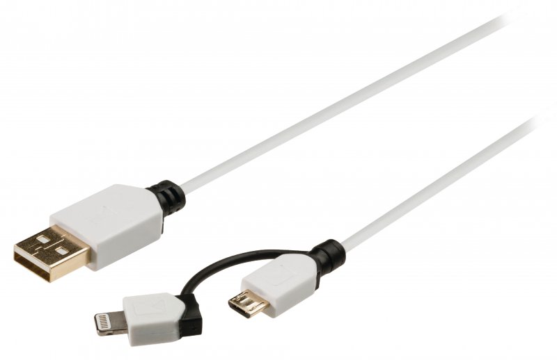 2 v 1 Synchronizační a Nabíjecí Kabel USB A Zástrčka - Micro B Zástrčka 1.00 m Bílá + Adaptér Lightning - obrázek č. 1