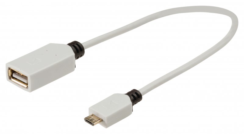 Kabel USB 2.0 Micro B Zástrčka - USB A Zásuvka 0.20 m Bílá - obrázek č. 1