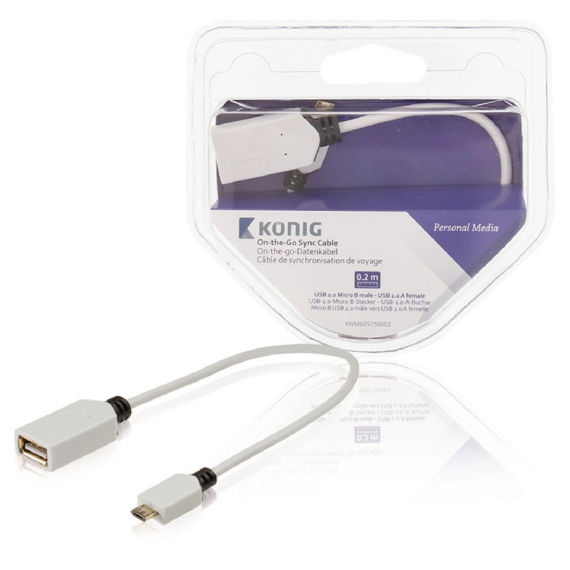 Kabel USB 2.0 Micro B Zástrčka - USB A Zásuvka 0.20 m Bílá - obrázek produktu