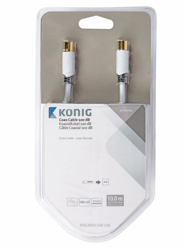 Koaxiální Kabel 100 dB Koax Zástrčka - Koax Zásuvka 10 m Bílá - obrázek č. 3