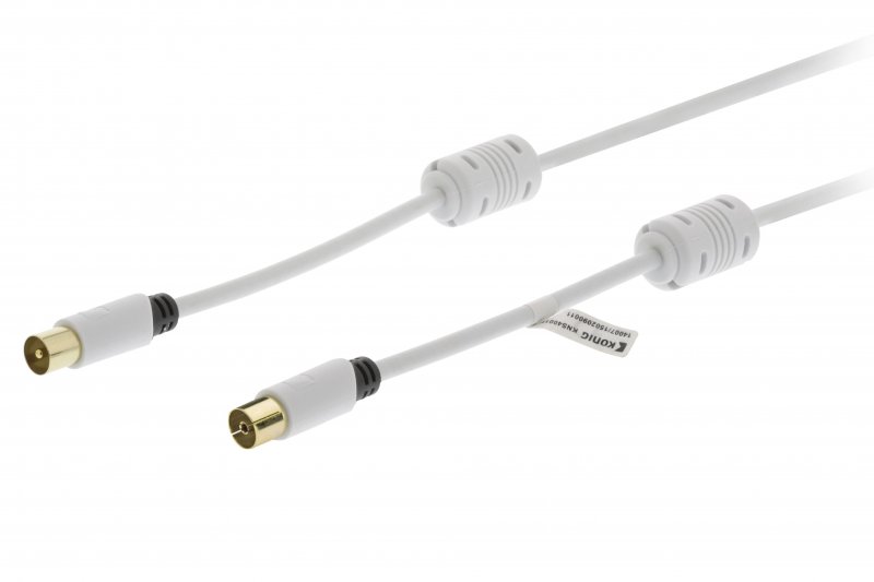 Koaxiální Kabel 100 dB Koax Zástrčka - Koax Zásuvka 2 m Bílá - obrázek č. 1