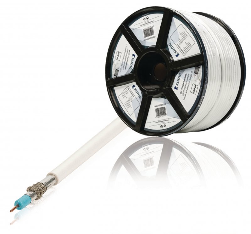 Koaxiální Kabel na Cívce 4G/LTE Filtr Kulatý 7.0 mm 100 m Bílá - obrázek produktu