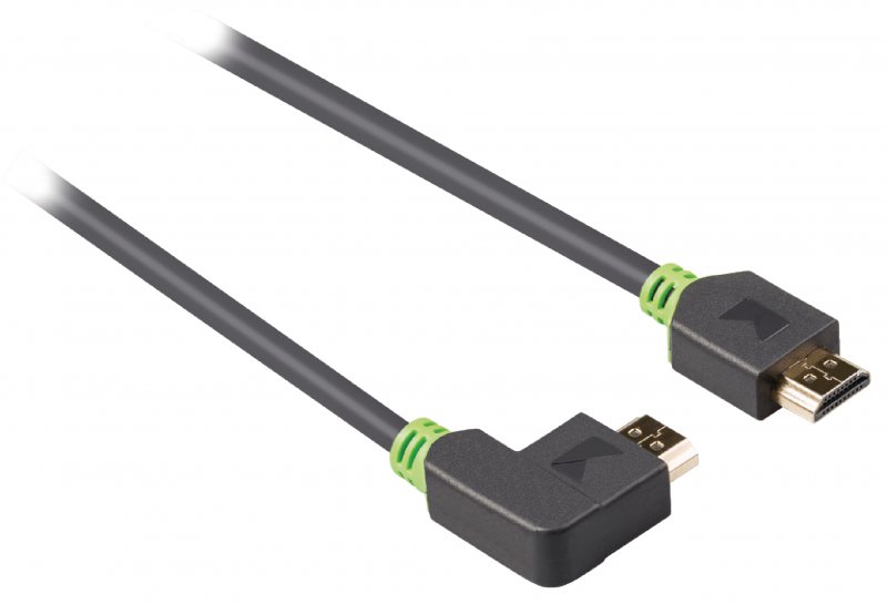 High Speed HDMI Kabel s Ethernetem HDMI Konektor - HDMI Konektor Úhlový, Levý 2.00 m Antracit - obrázek č. 2