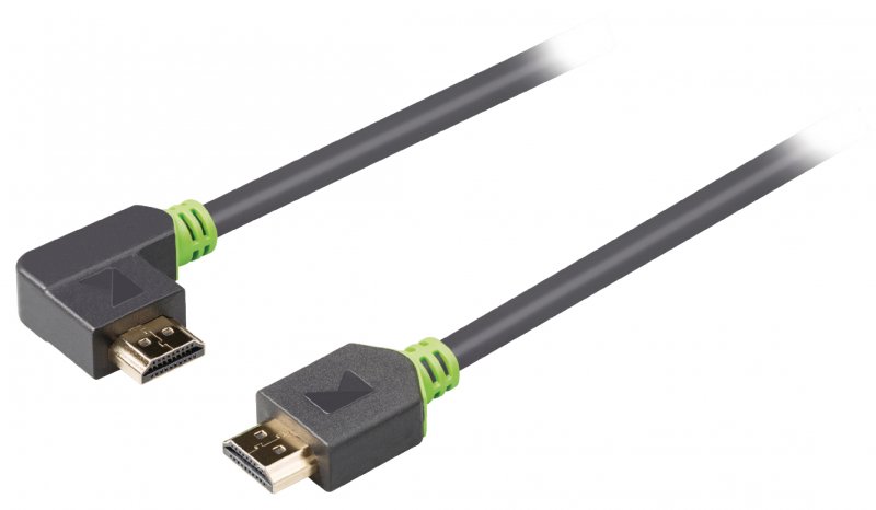 High Speed HDMI Kabel s Ethernetem HDMI Konektor - HDMI Konektor Úhlový, Levý 2.00 m Antracit - obrázek č. 1