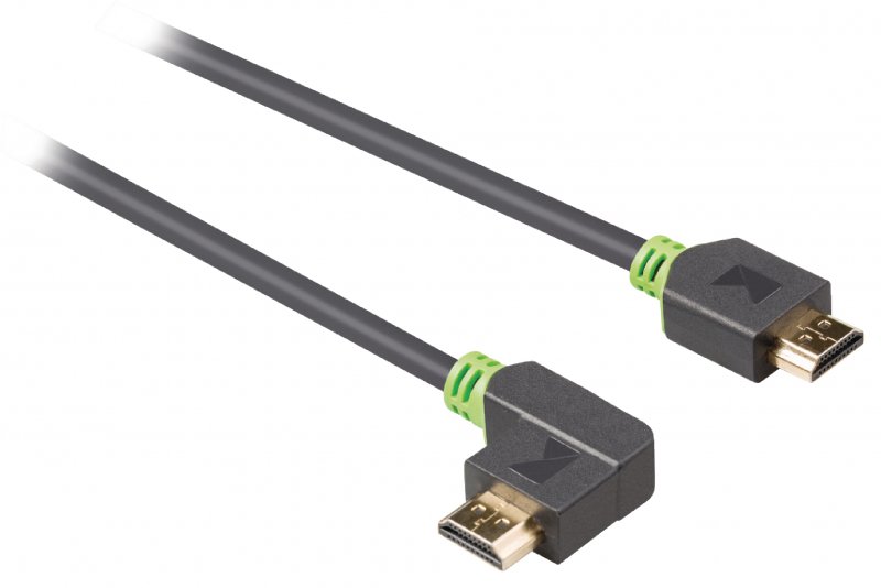 High Speed HDMI Kabel s Ethernetem HDMI Konektor - HDMI Konektor Úhlový, Pravý 3.00 m Antracit - obrázek č. 2