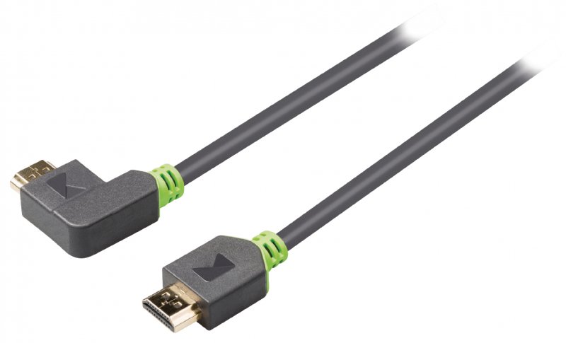 High Speed HDMI Kabel s Ethernetem HDMI Konektor - HDMI Konektor Úhlový, Pravý 3.00 m Antracit - obrázek č. 1