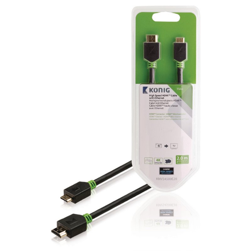 High Speed HDMI Kabel s Ethernetem HDMI Konektor - HDMI Mini Konektor 2.00 m Antracit - obrázek produktu