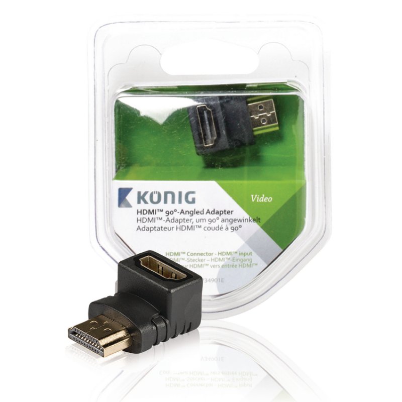 Adaptérem High Speed HDMI s Ethernetem Úhlový 90° HDMI Konektor - HDMI Zásuvka Antracit - obrázek produktu