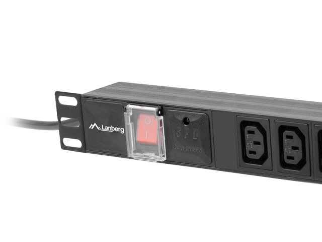 NAPÁJECÍ PANEL (PDU) 19" LANBERG 1U 10A 2m 10X IEC C13 ZÁSUVKA ČERNÁ C14 - obrázek č. 2