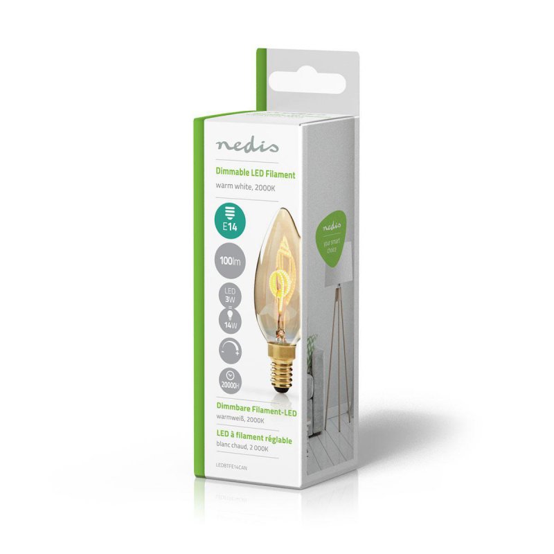 LED žárovka E14 | Svíčka | 3 W | 100 lm | 2000 K | Teplá Bílá | Retro styl | Počet žárovek v balení: 1 kusů | Zlatá - obrázek č. 2