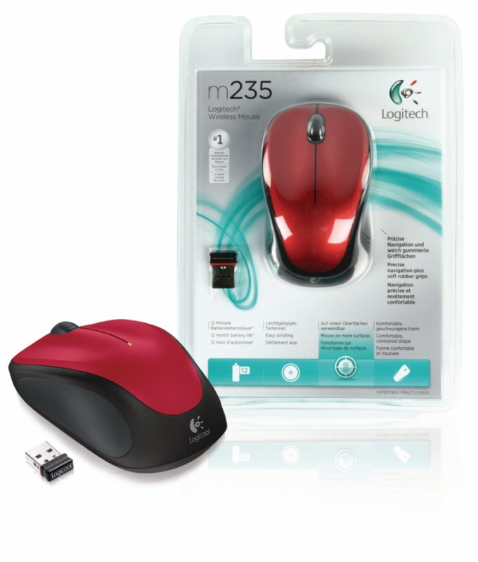 Bezdrátová Myš Stolní 3 Tlačítka Červená - obrázek produktu