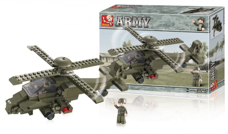 Stavebnicové Kostky Army Serie Útočná Helikoptéra - obrázek č. 1