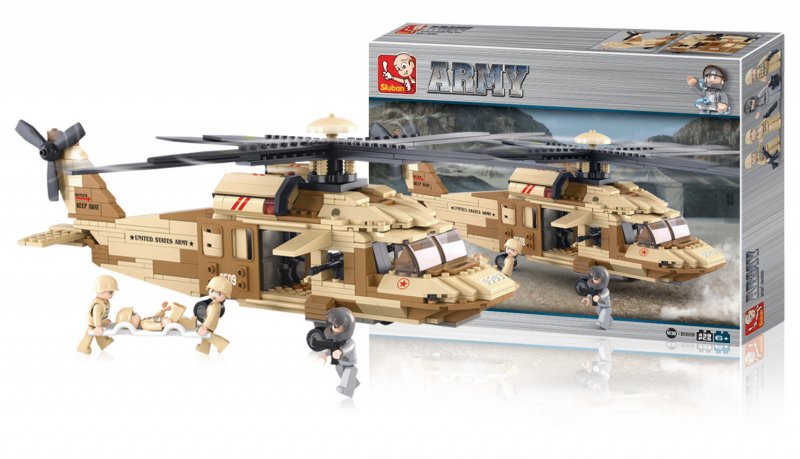 Stavebnicové Kostky Army Serie Helikoptéra - obrázek č. 1