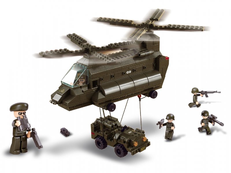 Stavebnicové Kostky Army Serie Transportní Helikoptéra - obrázek produktu