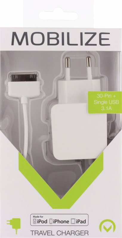 Nabíječka 2-Výstupy 3.1 A Apple 30-pin / USB Bílá - obrázek č. 3