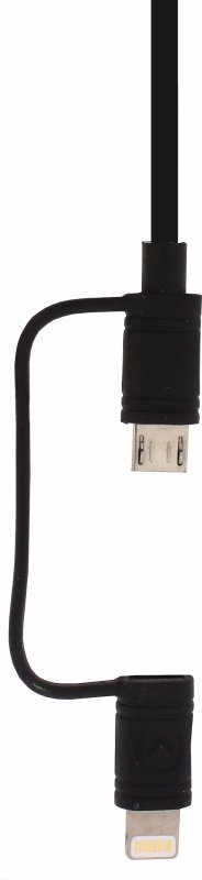 2 v 1 Synchronizační a Nabíjecí Kabel USB Micro B Zástrčka + Adaptér Lightning - USB A Zástrčka 1.50 m Černá - obrázek č. 3