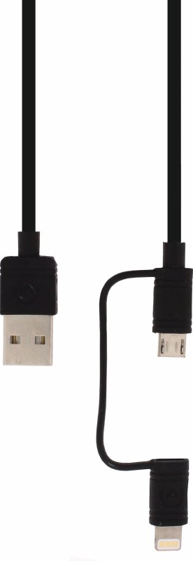 2 v 1 Synchronizační a Nabíjecí Kabel USB Micro B Zástrčka + Adaptér Lightning - USB A Zástrčka 1.50 m Černá - obrázek produktu