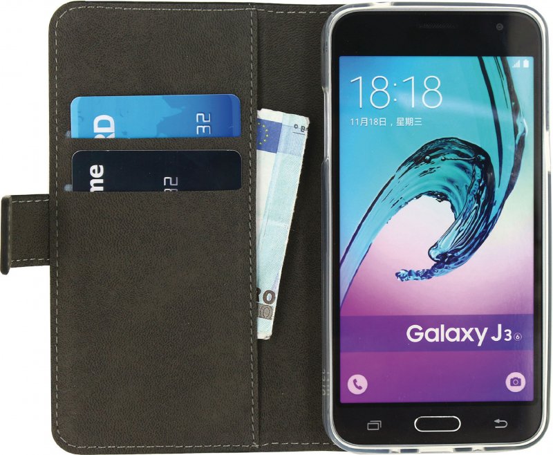 Telefon Gelové Peněženkové Otevírací Pouzdro Samsung Galaxy J3 2016 Černá - obrázek č. 3