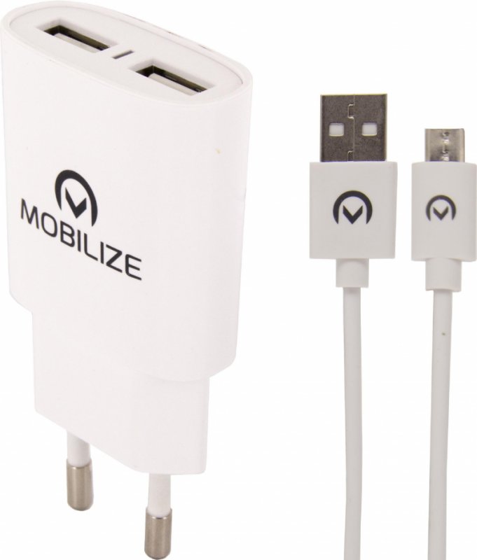 Univerzální AC Napájecí Adaptér USB / Micro USB Bílá - obrázek č. 1
