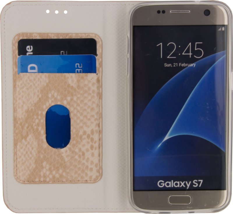 Telefon Prvotřídní Gelové Otevírací Pouzdro Samsung Galaxy S7 Hadí Světle Broskvová - obrázek č. 3