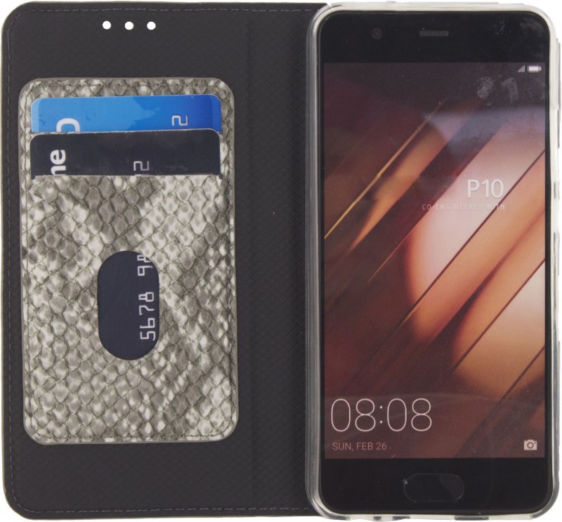 Telefon Prvotřídní Gelové Otevírací Pouzdro Huawei P10 Hadí Černá - obrázek č. 3