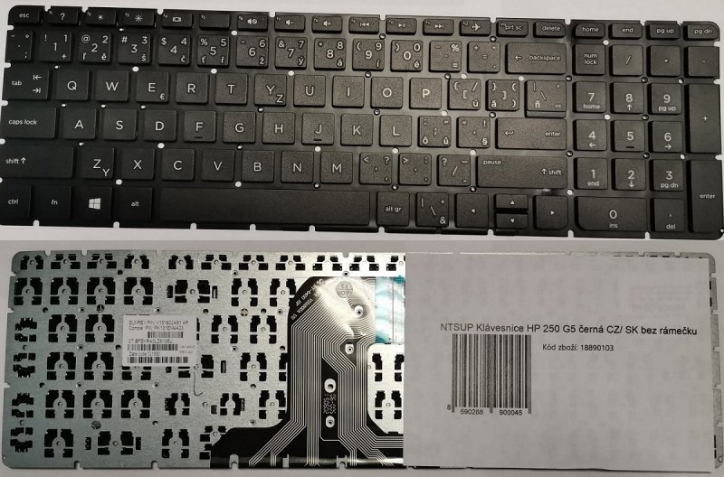 NTSUP Klávesnice HP 250 G5 černá CZ/ SK bez rámečku - obrázek produktu