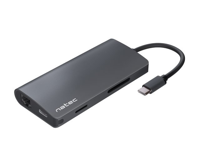 Natec multiport adaptér FOWLER 2 USB-C PD, 3X USB 3.0, HDMI 4K, RJ45, USB-C, SD, MICRO SD - obrázek produktu