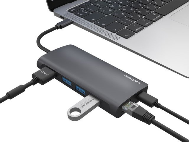 Natec multiport adaptér FOWLER 2 USB-C PD, 3X USB 3.0, HDMI 4K, RJ45, USB-C, SD, MICRO SD - obrázek č. 4
