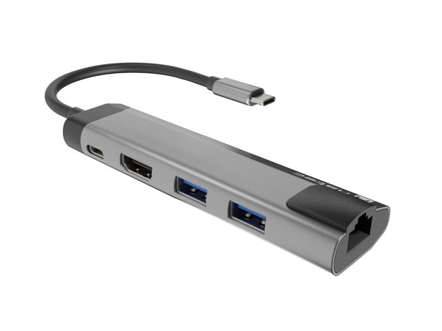 Natec multiport adaptér FOWLER GO HUB 5v1, 2X USB 3.0 HUB, HDMI 4K, USB-C PD, RJ45 - obrázek č. 4