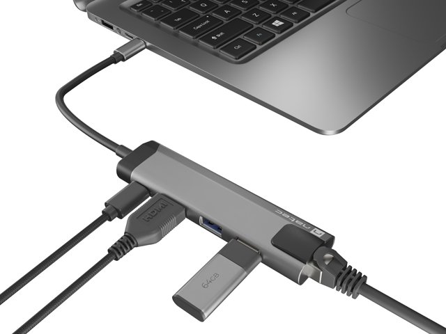 Natec multiport adaptér FOWLER GO HUB 5v1, 2X USB 3.0 HUB, HDMI 4K, USB-C PD, RJ45 - obrázek č. 7