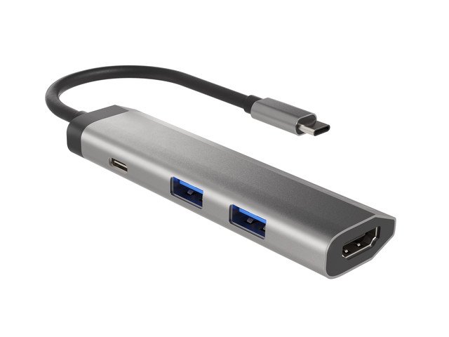 Natec multiport adaptér FOWLER SLIM HUB 4v1, 2X USB 3.0 HUB, HDMI 4K, USB-C PD - obrázek č. 2