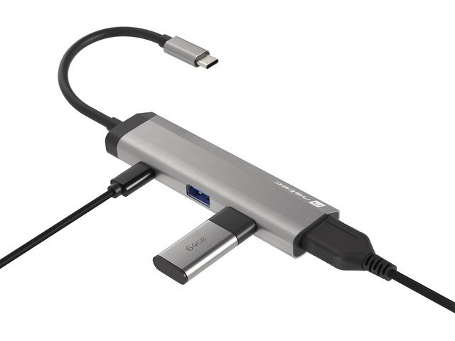 Natec multiport adaptér FOWLER SLIM HUB 4v1, 2X USB 3.0 HUB, HDMI 4K, USB-C PD - obrázek č. 1