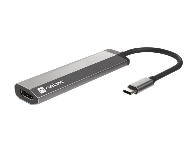 Natec multiport adaptér FOWLER SLIM HUB 4v1, 2X USB 3.0 HUB, HDMI 4K, USB-C PD - obrázek č. 5