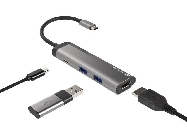 Natec multiport adaptér FOWLER SLIM HUB 4v1, 2X USB 3.0 HUB, HDMI 4K, USB-C PD - obrázek č. 7