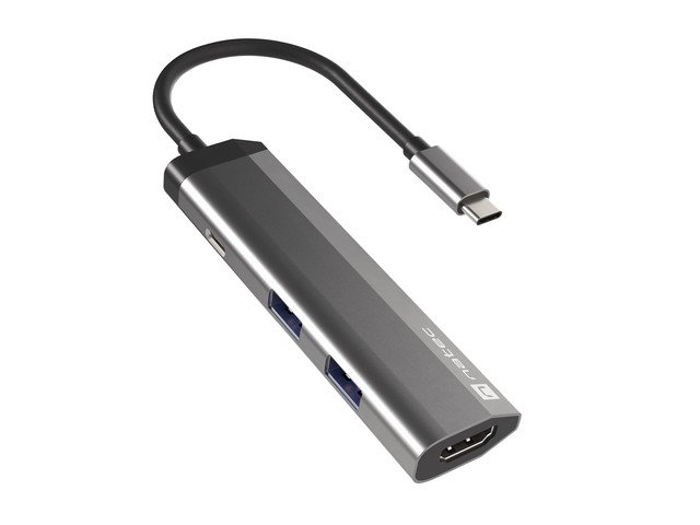 Natec multiport adaptér FOWLER SLIM HUB 4v1, 2X USB 3.0 HUB, HDMI 4K, USB-C PD - obrázek produktu