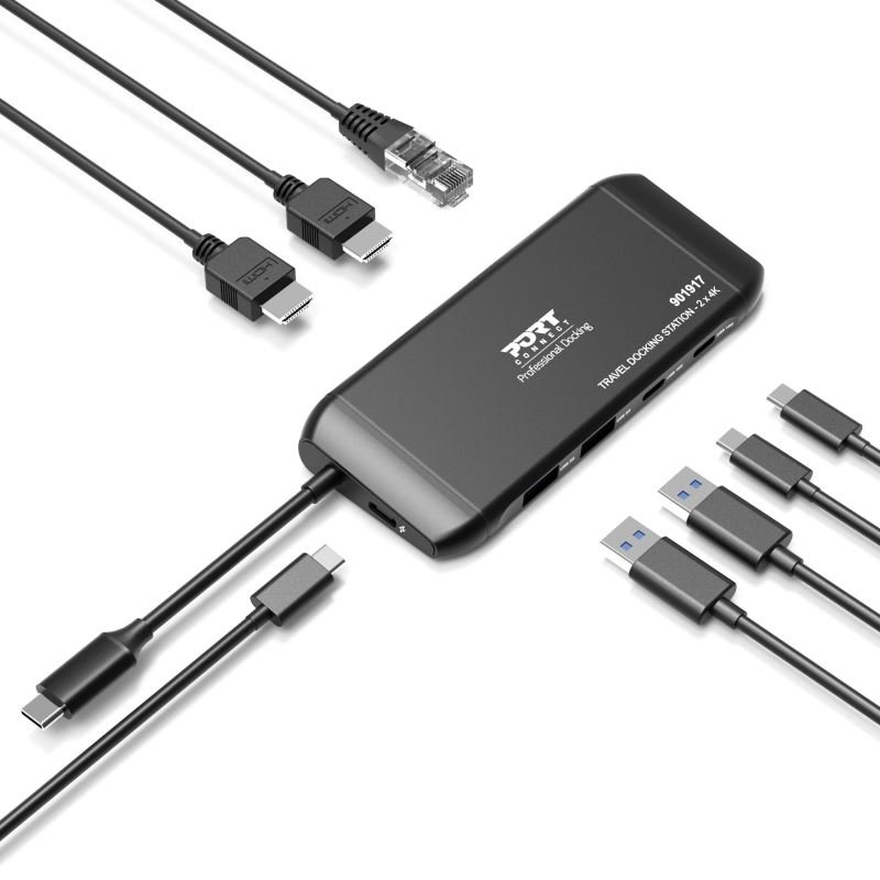 PORT CONNECT Cestovní dokovací stanice USB-C, 2×4K, 7portů, PD100W - obrázek produktu