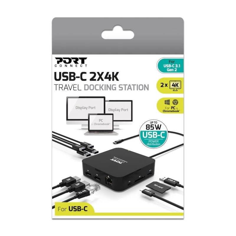 PORT CONNECT USB-C Dokovací stanice 10v1, 2x4K Display Port, 5x USB-A, USB-C 85W PD, Ethernet, SD - obrázek č. 4