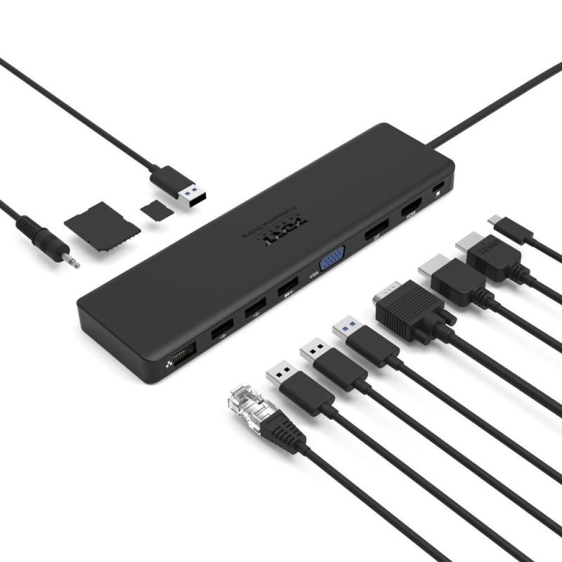 PORT CONNECT Dokovací stanice 11v1, 1x4K, RJ45,HDMI,Display Port,VGA,USB-C 100W, 4xUSB-A,micro/ SD - obrázek č. 4