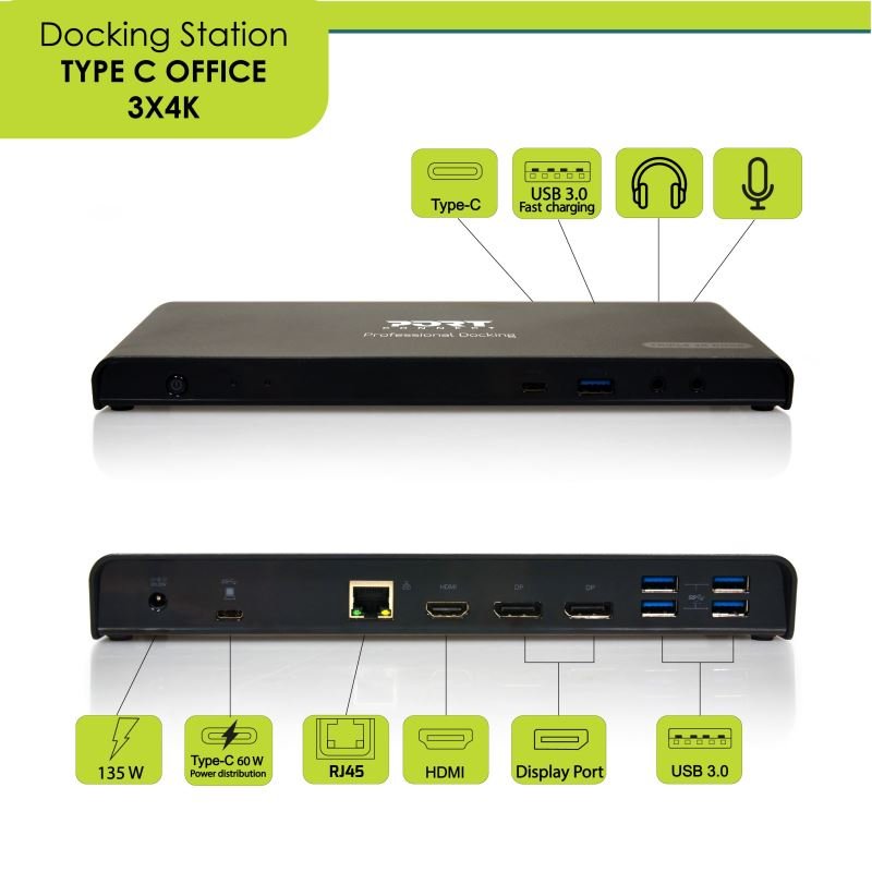 PORT CONNECT Dokovací stanice 11v1, 3x 4K USB-C + USB 3.0 - obrázek produktu