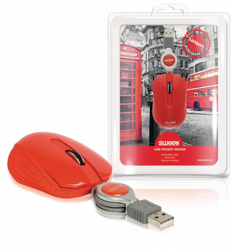 Drátová Myš Přenosný 3 Tlačítka Červená - obrázek produktu